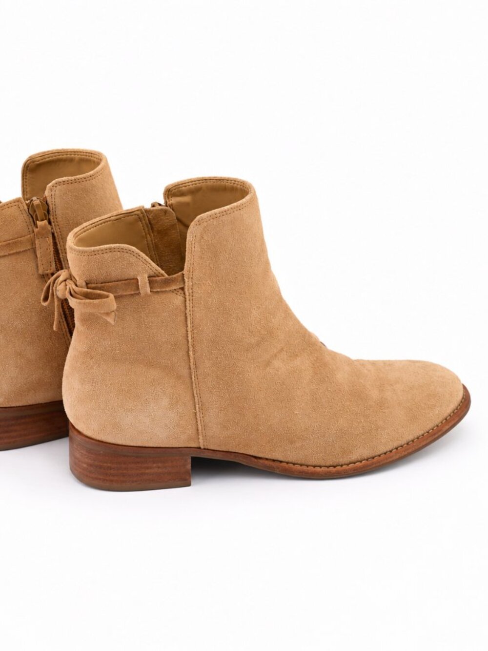 Talbots Tish tan suede ankle boots with bow detail size 7